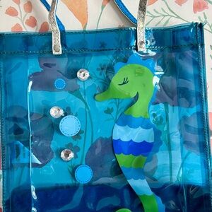 Blue and Green Seahorse Tote Bag